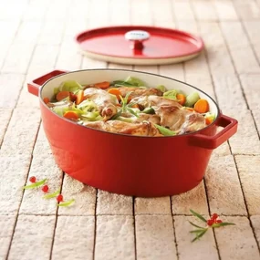 Caserolă din fontă Pyrex cu capac 4 l, 29 x 21 cm,roșu, 4 l