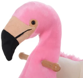 HOMCOM Balansoar Flamingo pentru Copii, Leagăn Moale din Pluș pe Structură de Lemn, Jucărie Interactivă 60x33x52cm Roz | Aosom Romania