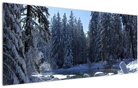Tablou pădurii înzăpezite (120x50 cm)