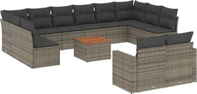 vidaXL Set mobilier de grădină cu perne, 13 piese, gri, poliratan