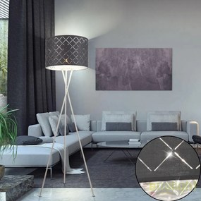 Lampadar elegant cu abajur din tesatura gri cu argintiu, Kidal 15228S1 GL