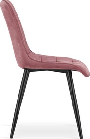 Scaun de sufragerie SPLIT VELVET cu picioare negre, roz inchis