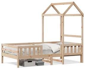 3282162 vidaXL Cadru de pat cu acoperiș, alb, 80x200 cm, lemn masiv de pin
