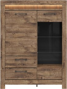 Vitrina TORIN, stejar, PAL/sticla securizata, 114x45x150 cm
