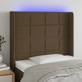 3124041 vidaXL Tăblie de pat cu LED, maro închis, 103x16x118/128 cm, textil