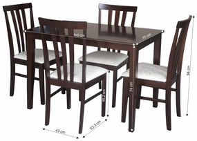 Set dining, wenge/material textil crem, LESLIE NEW 1+4