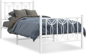 vidaXL Cadru de pat metalic cu tăblie de cap/picioare, alb, 80x200 cm