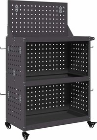 vidaXL Cărucior pentru unelte cu raft cu roata Negru 65 x 35 x 111 cm