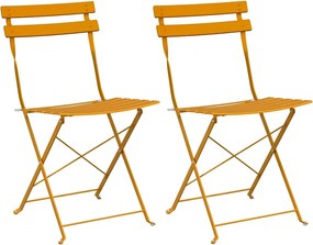 vidaXL Scaun pliabil pentru grădină 2 pcs Muștar 42 x 46 x 82cm Metal