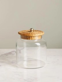 Borcan din sticla, cu capac din trestie de zahar, H19cm Provence