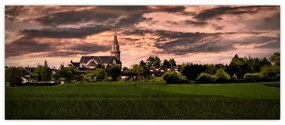 Tablou cu peisaj și biserică (120x50 cm)