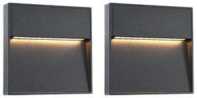 vidaXL Lămpi de perete LED de exterior, 2 buc., negru, 3 W, pătrat