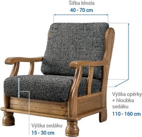 Gaico Huse bielastice VITTORIA gri fotoliu cu manere de lemn (l. 40 - 70 cm)