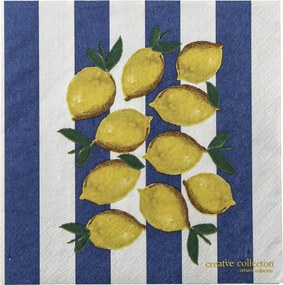 Set 20 șervețele din hârtie FSC Mix, multicolor, imprimeu cu lămâi, modele diferite pe față și verso, 33 x 33 cm, „Limone”