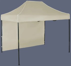 Pavilion de grădină 2x3m - din oțel, 1 perete lateral, Bejă