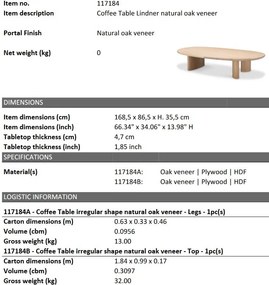 Masuta de cafea moderna design LUX Lindner natur