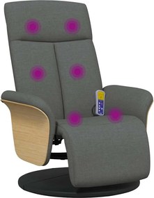 vidaXL Fotoliu masaj rabatabil cu suport picioare, gri închis, textil