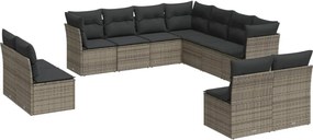 vidaXL Set canapele de grădină cu perne, 11 piese, gri, poliratan