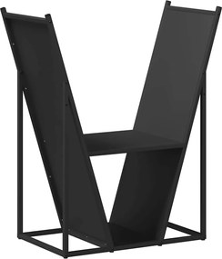 vidaXL Suport pentru lemne de foc negru Oțel laminat la rece