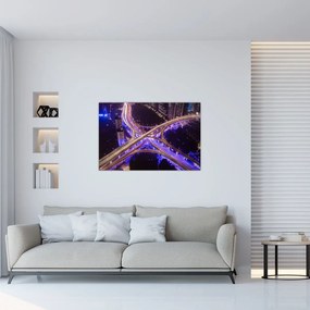 Tablou cu o interesecție mare noapte (90x60 cm)