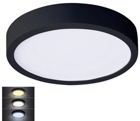 Plafonieră LED/24W/230V 3000/4000/6000K negru rotund Solight WD174-B