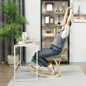 HOMCOM Scaun pentru genunchi din țesătură cu aspect de in și lemn, Maro închis | Aosom Romania