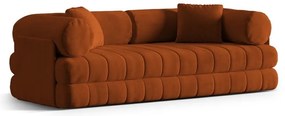 Canapea teracotă extensibilă cu tapițerie din catifea 206 cm Kemi – Cosmopolitan Design
