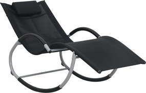 vidaXL Șezlong cu pernă, negru, textilenă