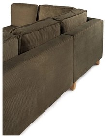 Colțar verde extensibil cu tapițerie din catifea reiată (cu colț pe partea stângă ) Tori – Bonami Selection