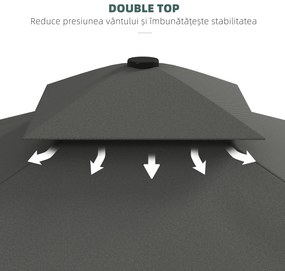 Outsunny Umbrelă Soare 2,5m Volane Duble Cruce | Aosom Romania