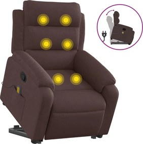 vidaXL Fotoliu rabatabil de masaj, cu ridicare, maro închis, textil