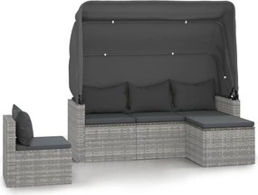 vidaXL Set canapea de grădină cu perne, 4 piese, gri, poliratan