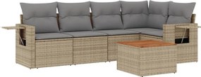 vidaXL Set canapele de grădină cu perne, 6 piese, bej, poliratan