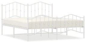 373859 vidaXL Cadru pat metalic cu tăblie de cap/picioare , alb, 160x200 cm