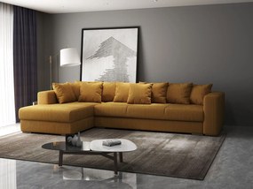 Colțar extensibil dumonde cu ladă de depozitare si sezut confortabil din spuma high-density, Gloria Zoom Mustar 320x183 cm