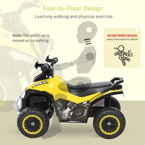 HOMCOM Mini ATV, Motocicletă pentru Copii 18-36 Luni cu Muzică Integrată și Ghidon Larg, 67,5x38x44 cm, Galben | Aosom Romania