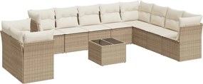 vidaXL Set canapele de grădină cu perne, 11 piese, bej, poliratan