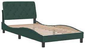 3207908 vidaXL Cadru de pat cu tăblie, verde închis, 100x200 cm, catifea
