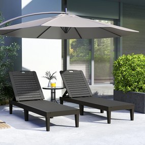Outsunny Set de 2 Șezlonguri de Grădină cu Spătar Reglabil în 4 Poziții, 56x187x28 cm, Negru | Aosom Romania