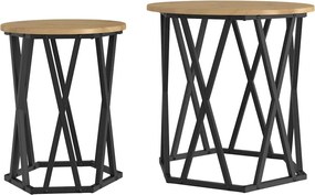 vidaXL Masă de cafea 2 pcs Stejar Artizanal Lemn ingineresc și oțel