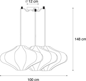 Lampa suspendată inteligentă albă 50cm 3 lumini incl. 3 Wifi G95 - Plu