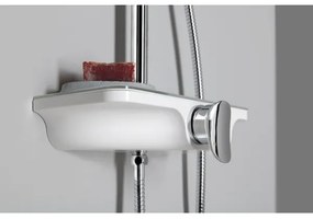 Aqualine - Set de duș cu baterie, crom lucios/alb