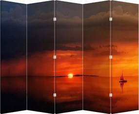 Paravan - Apus de soare cu barca (210x170 cm)