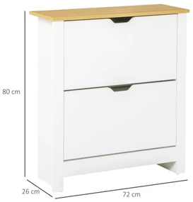 HOMCOM Dulap Hol, Capacitate 12 Perechi Max, dulap pantofi cu 2 Rafturi Reglabile și Detașabile, 72x26x80 cm, Alb | Aosom Romania