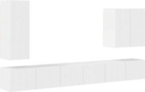 vidaXL Set Dulap pentru Televizor Montat pe Perete 6 pcs Alb lucios