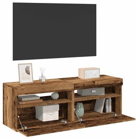 vidaXL Dulapuri TV cu lumini LED, 2 buc., lemn vechi, lemn prelucrat