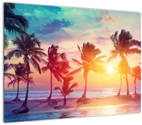 Tablou pe sticlă - Apus de soare tropical (70x50 cm)