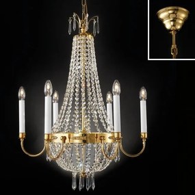 Candelabru clasic din alama decorat cu cristale Asfour Empire dia 62cm, 24K gold plated