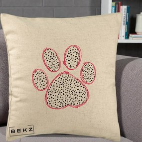 Perna Personalizata Labuta Dalmatian Roz Neon, 40x40 cm, Bej, Husa Detasabila, Perna Inclusa, BEKZ®