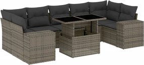 vidaXL Set canapele de grădină cu perne, 8 piese, gri, poliratan